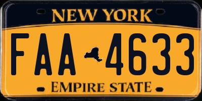 NY license plate FAA4633