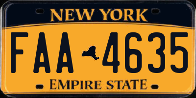 NY license plate FAA4635