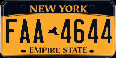 NY license plate FAA4644