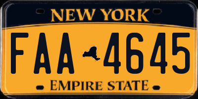 NY license plate FAA4645