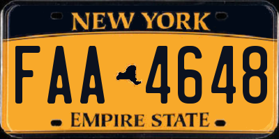 NY license plate FAA4648