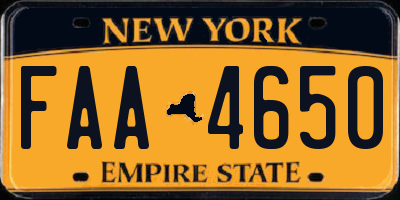 NY license plate FAA4650