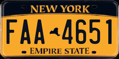 NY license plate FAA4651