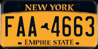 NY license plate FAA4663