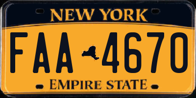 NY license plate FAA4670