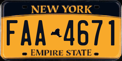 NY license plate FAA4671