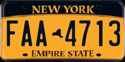 NY license plate FAA4713