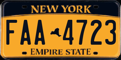 NY license plate FAA4723