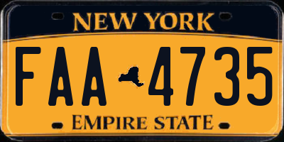 NY license plate FAA4735