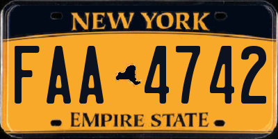 NY license plate FAA4742