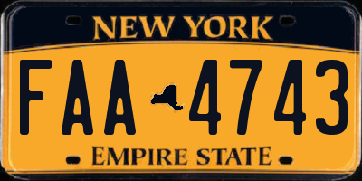 NY license plate FAA4743