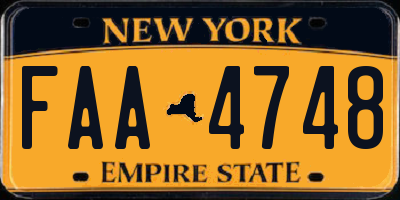 NY license plate FAA4748