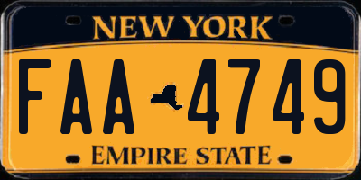 NY license plate FAA4749