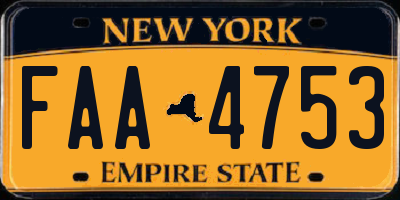 NY license plate FAA4753