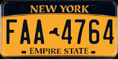 NY license plate FAA4764