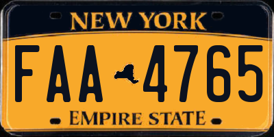 NY license plate FAA4765