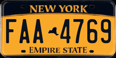 NY license plate FAA4769