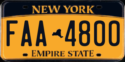 NY license plate FAA4800