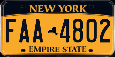 NY license plate FAA4802