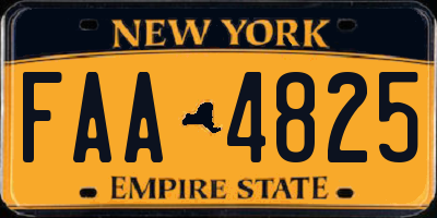 NY license plate FAA4825