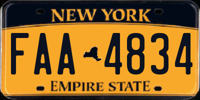 NY license plate FAA4834