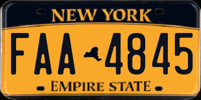 NY license plate FAA4845