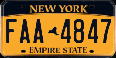 NY license plate FAA4847