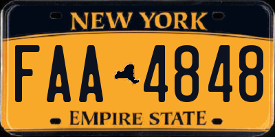 NY license plate FAA4848