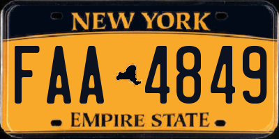 NY license plate FAA4849