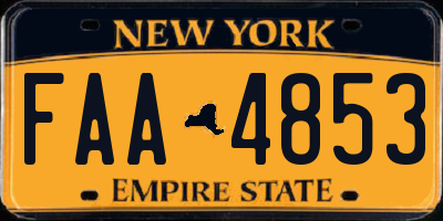 NY license plate FAA4853