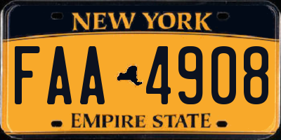 NY license plate FAA4908