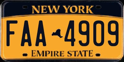 NY license plate FAA4909