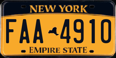 NY license plate FAA4910