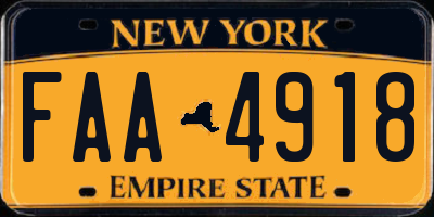 NY license plate FAA4918