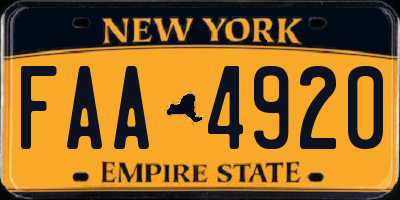 NY license plate FAA4920