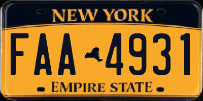 NY license plate FAA4931