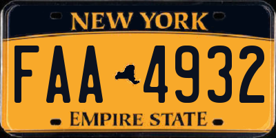 NY license plate FAA4932