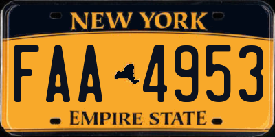 NY license plate FAA4953