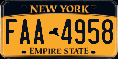 NY license plate FAA4958