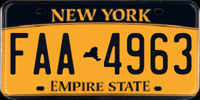 NY license plate FAA4963