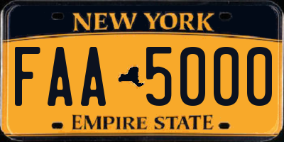 NY license plate FAA5000
