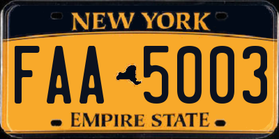 NY license plate FAA5003