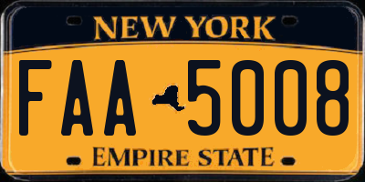 NY license plate FAA5008