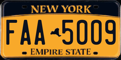 NY license plate FAA5009