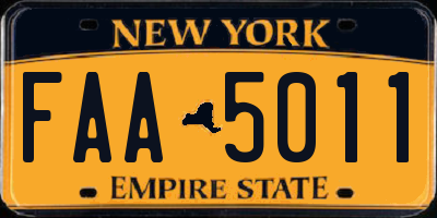 NY license plate FAA5011