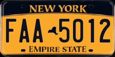 NY license plate FAA5012