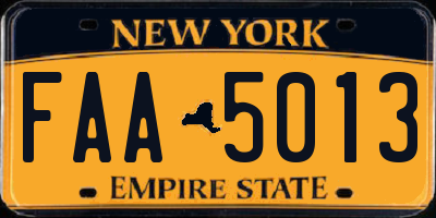 NY license plate FAA5013