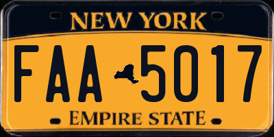 NY license plate FAA5017