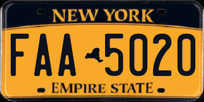 NY license plate FAA5020