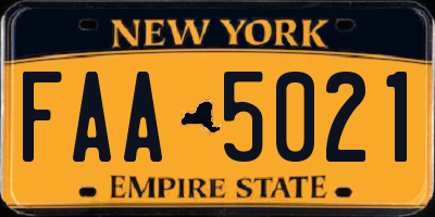 NY license plate FAA5021